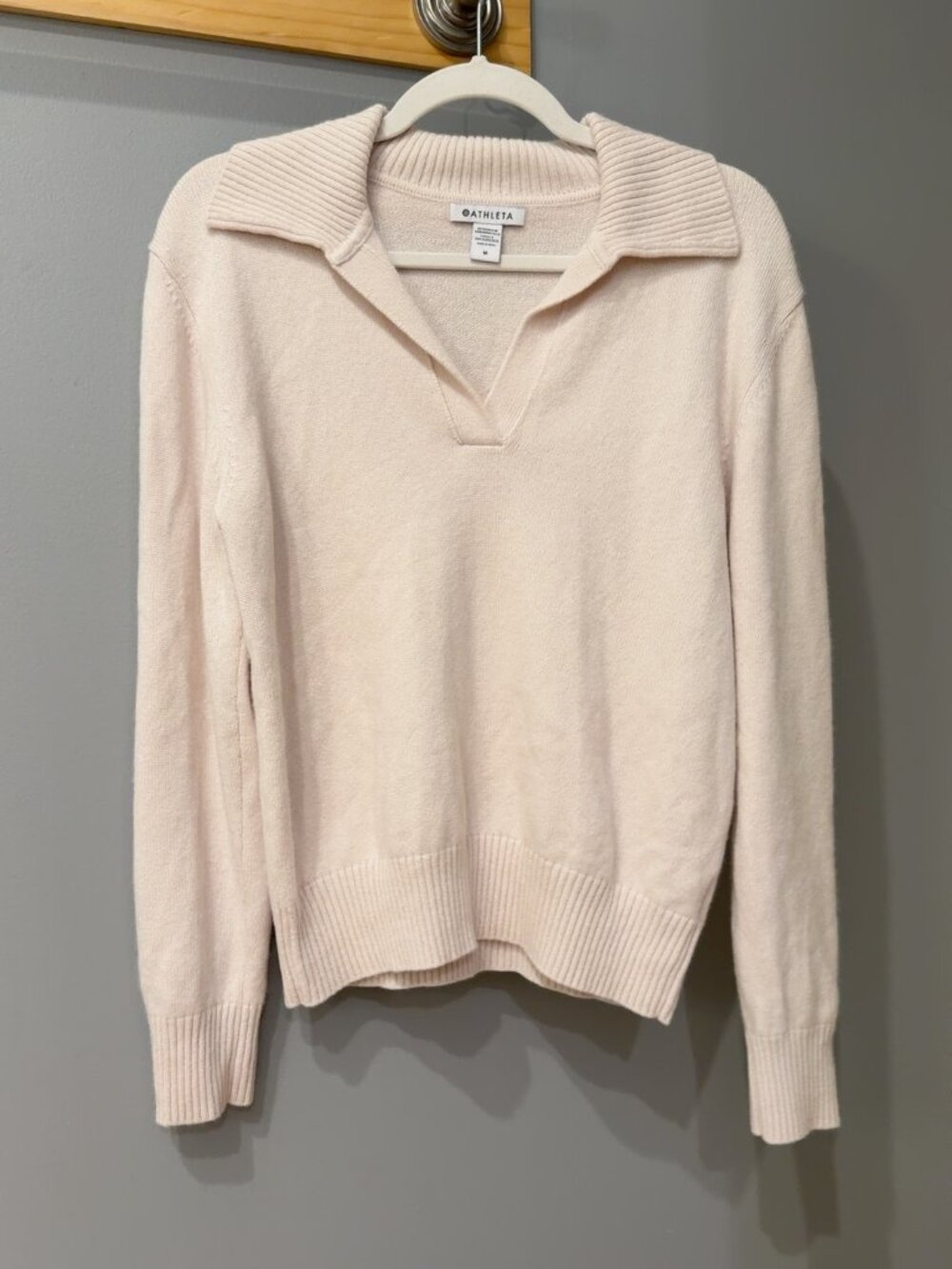 Athleta Cream Ivory Collared Polo Sweater Pullover Medium